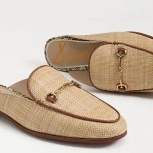 Sam Edelman Linnie Bit Women's Mules BLEACHED BEECHWOOD WEAVE 8.5 NIB